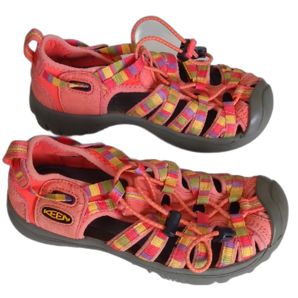 Kids KEEN Whisper Coral Orange Multi-Color Waterproof Sport Hiking Sandals 1Y - Picture 4 of 6